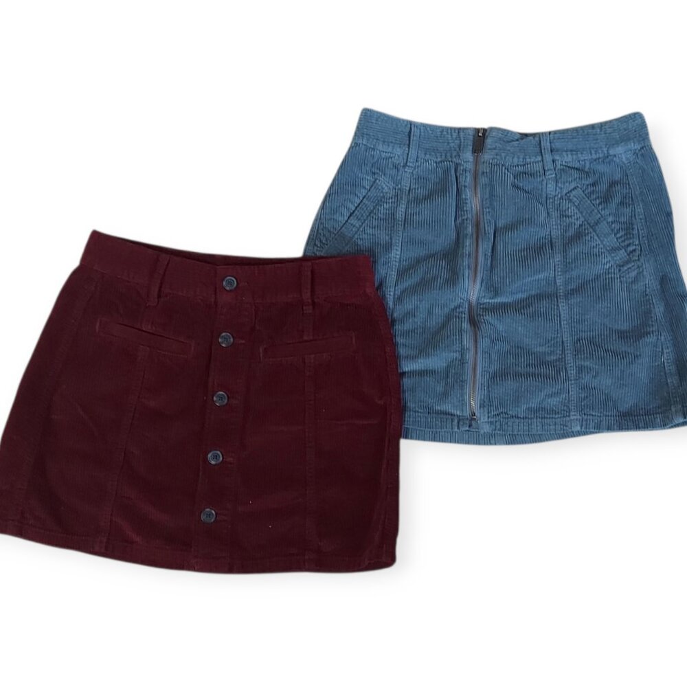 American Eagle Skirt Women's Corduroy Red Blue (Lot of 2) Size 4